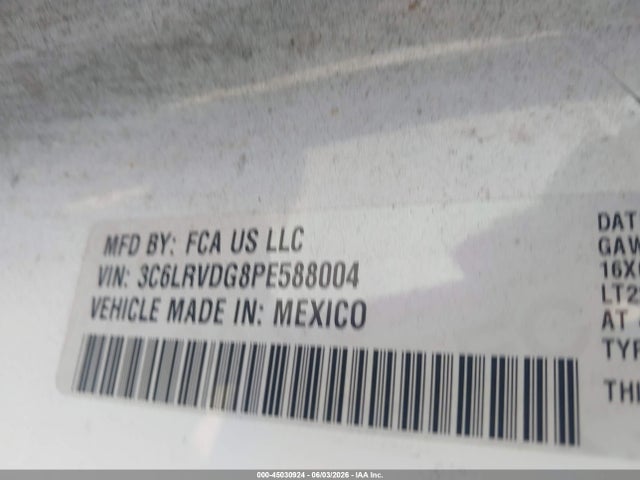 45030924 :رقم المزاد ، 3C6LRVDG8PE588004 vin ، 2023 Ram Promaster 2500 مزاد بيع