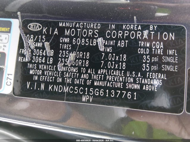 KNDMC5C15G6137761 KIA SEDONA EX