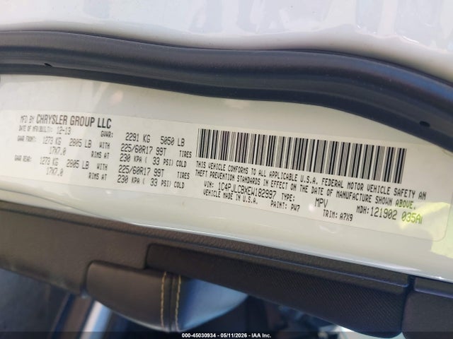 45030934 :رقم المزاد ، 1C4PJLCBXEW182997 vin ، 2014 Jeep Cherokee Latitude مزاد بيع