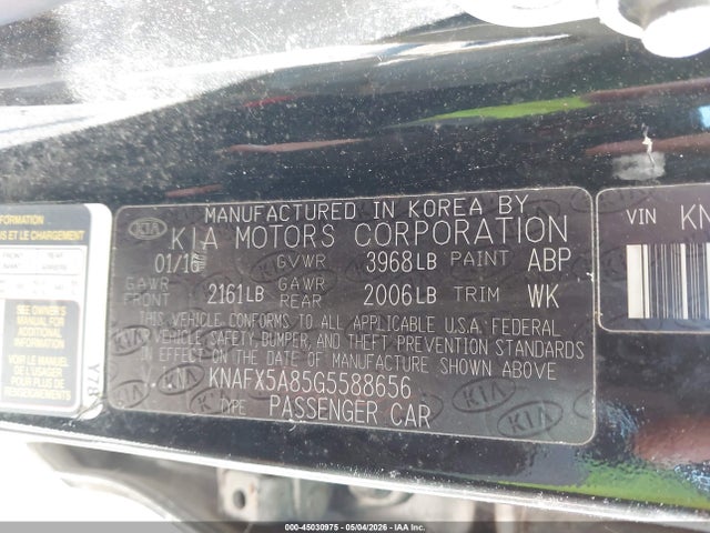 KNAFX5A85G5588656 KIA FORTE EX
