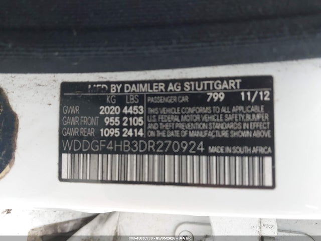 Aukcja sprzedaży 2013 Mercedes-benz C 250 Sport, vin: WDDGF4HB3DR270924, numer aukcji: 45030990