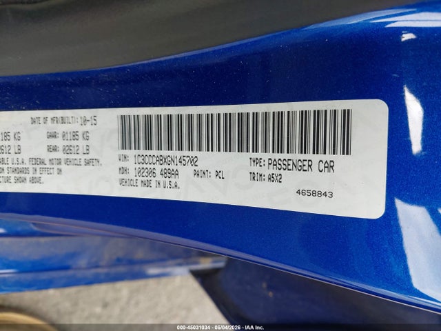 Aukcja sprzedaży 2016 Chrysler 200 Limited, vin: 1C3CCCABXGN145702, numer aukcji: 45031034