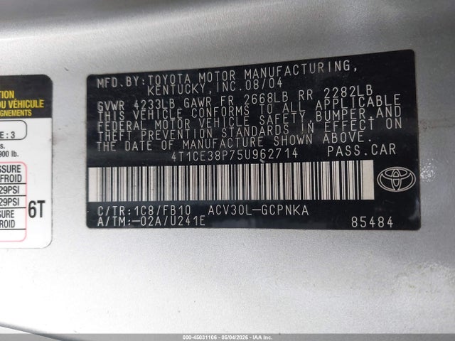 Продаж на аукціоні авто 2005 Toyota Camry Solara Se, vin: 4T1CE38P75U962714, номер лоту: 45031106
