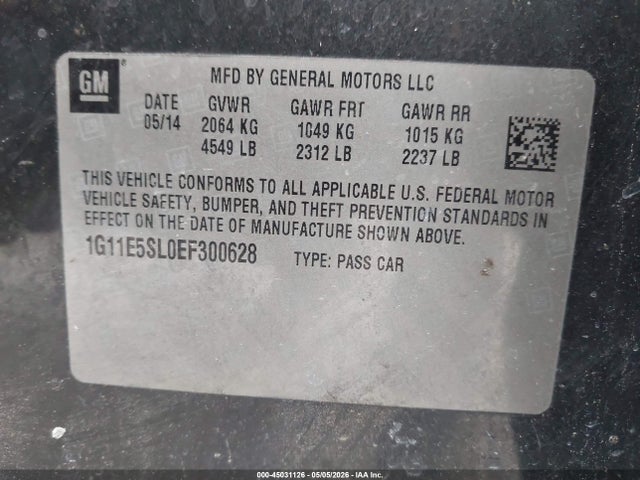 Aukcja sprzedaży 2014 Chevrolet Malibu 2lt, vin: 1G11E5SL0EF300628, numer aukcji: 45031126