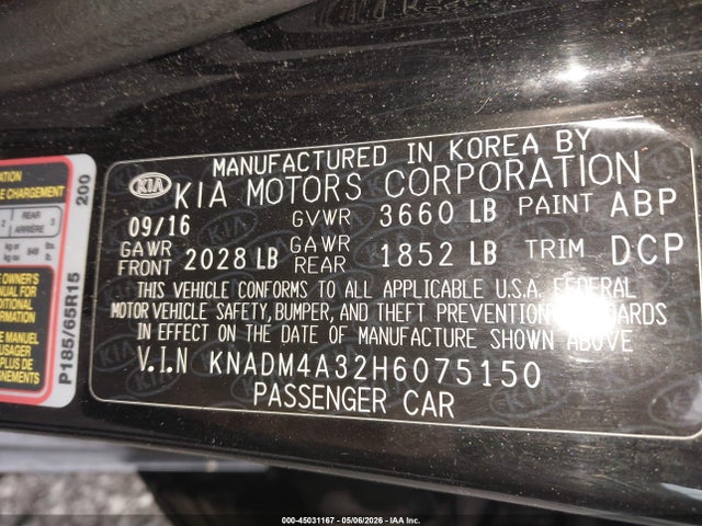Продажа на аукционе авто 2017 Kia Rio Lx, vin: KNADM4A32H6075150, номер лота: 45031167