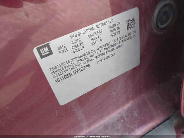 Chevrolet MALIBU 2LT 2015 1G11D5SL1FF125696 Image 9