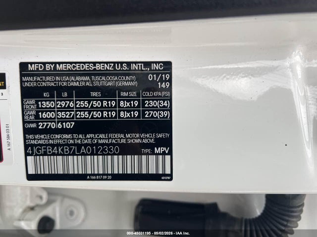 Продажа на аукционе авто 2020 Mercedes-benz Gle 350 4matic, vin: 4JGFB4KB7LA012330, номер лота: 45031195