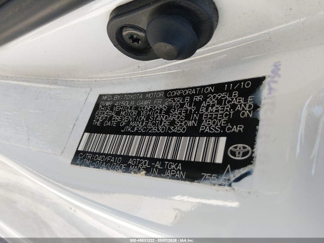 2011 Scion Tc მანქანა იყიდება აუქციონზე, vin: JTKJF5C72B3013450, აუქციონის ნომერი: 45031222