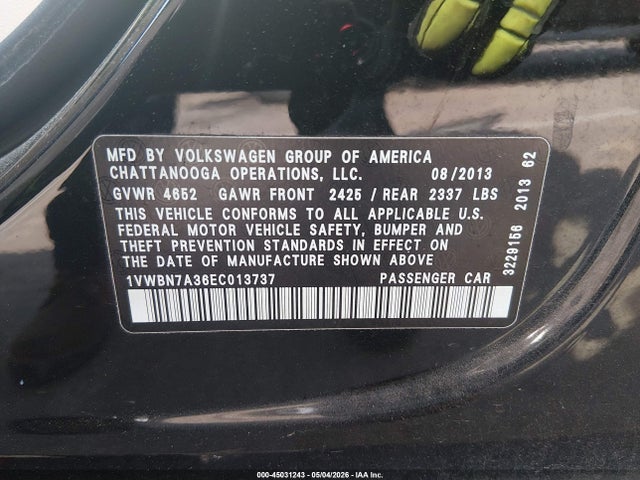 Продаж на аукціоні авто 2014 Volkswagen Passat 2.0l Tdi Se, vin: 1VWBN7A36EC013737, номер лоту: 45031243