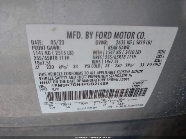 1FMSK7DH4PGB21459 Ford EXPLORER XLT