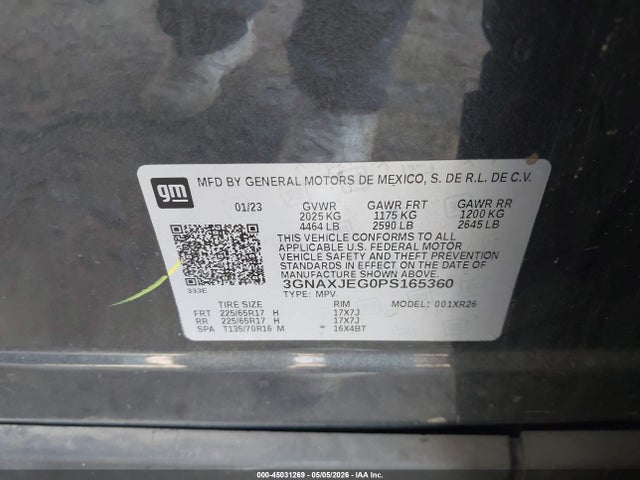 3GNAXJEG0PS165360 Chevrolet Equinox Fwd 2fl