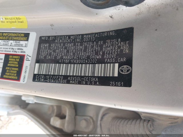 Продаж на аукціоні авто 2013 Toyota Camry Se, vin: 4T1BF1FK8DU243202, номер лоту: 45031367