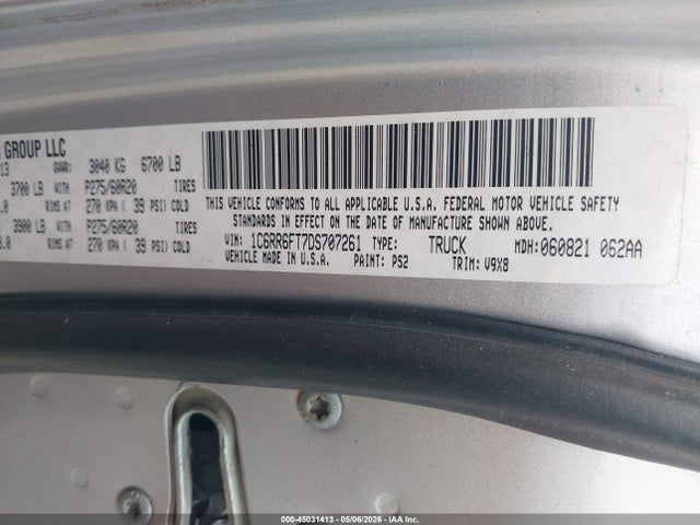 2013 Ram 1500 Express მანქანა იყიდება აუქციონზე, vin: 1C6RR6FT7DS707261, აუქციონის ნომერი: 45031413