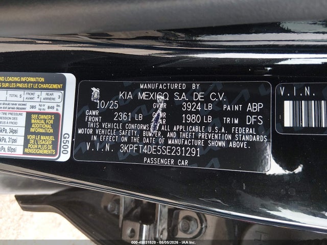 KIA K4 Lxs 2025 3KPFT4DE5SE231291 Image 9