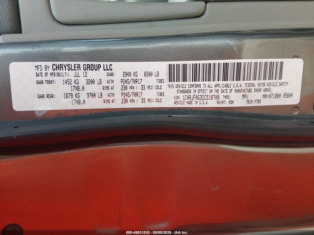 45031530 :رقم المزاد ، 1C4RJFAG3DC518708 vin ، 2013 Jeep Grand Cherokee Laredo مزاد بيع