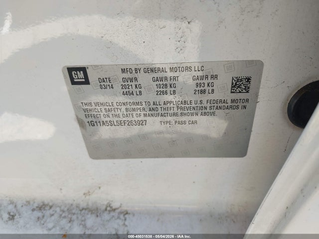 1G11A5SL5EF263927 Chevrolet Malibu 1fl