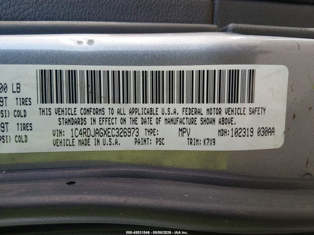 Продаж на аукціоні авто 2014 Dodge Durango Sxt, vin: 1C4RDJAGXEC326973, номер лоту: 45031546