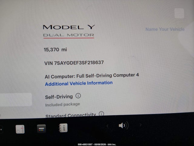 Продаж на аукціоні авто 2025 Tesla Model Y Performance Dual Motor All-wheel Drive, vin: 7SAYGDEF3SF218637, номер лоту: 45031557