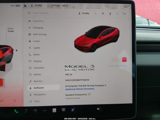 Продажа на аукционе авто 2026 Tesla Model 3 Premium All-wheel Drive, vin: 5YJ3E1EB0TF130414, номер лота: 45031597