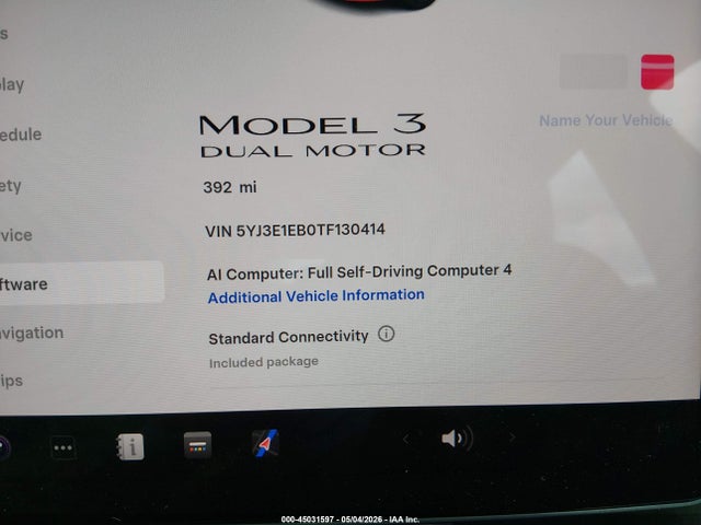 Продажа на аукционе авто 2026 Tesla Model 3 Premium All-wheel Drive, vin: 5YJ3E1EB0TF130414, номер лота: 45031597