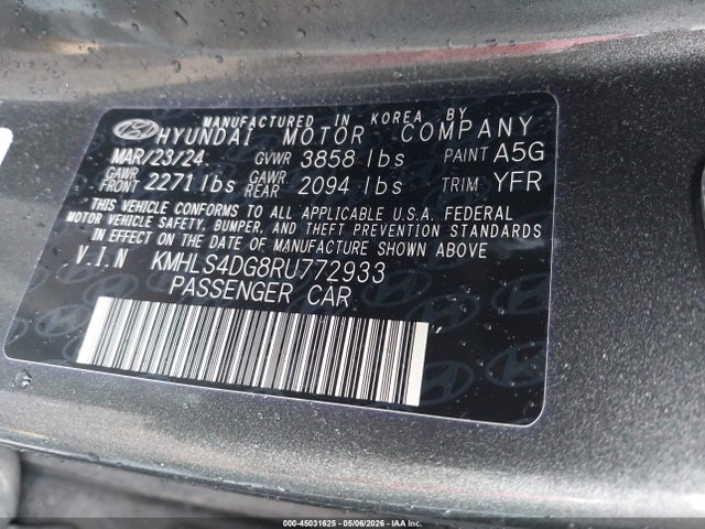 Продаж на аукціоні авто 2024 Hyundai Elantra Sel, vin: KMHLS4DG8RU772933, номер лоту: 45031625