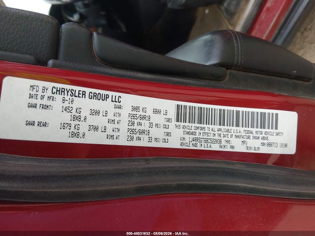 Продаж на аукціоні авто 2011 Jeep Grand Cherokee Limited, vin: 1J4RR5GT6BC522038, номер лоту: 45031632
