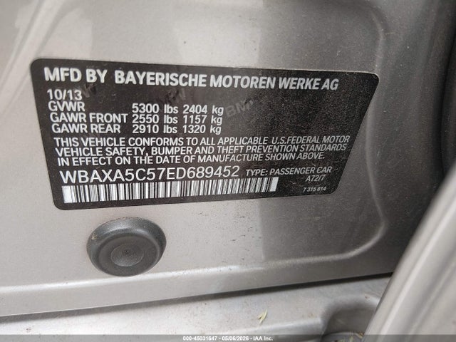 Продажа на аукционе авто 2014 Bmw 535d, vin: WBAXA5C57ED689452, номер лота: 45031647