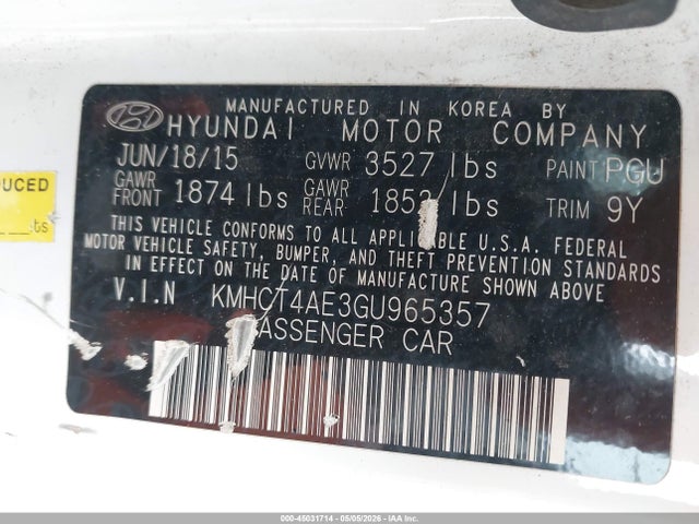 Hyundai ACCENT SE 2016 KMHCT4AE3GU965357 Image 9