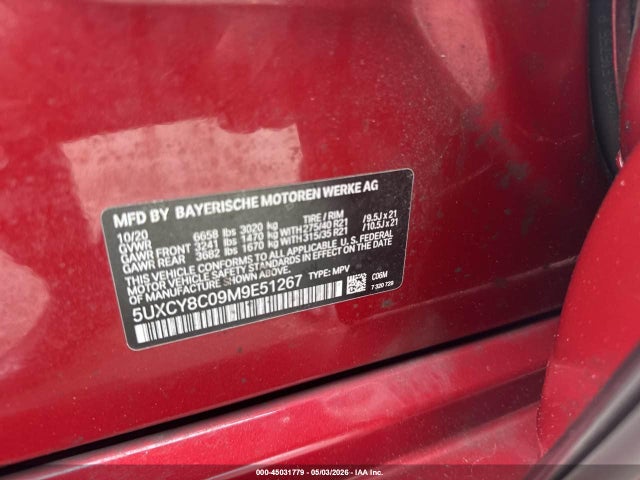 Auction sale of the 2021 Bmw X6 M50i, vin: 5UXCY8C09M9E51267, lot number: 45031779