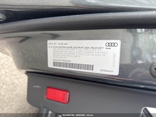Продажа на аукционе авто 2019 Audi A6 55 Premium, vin: WAUL2AF21KN082409, номер лота: 45031785