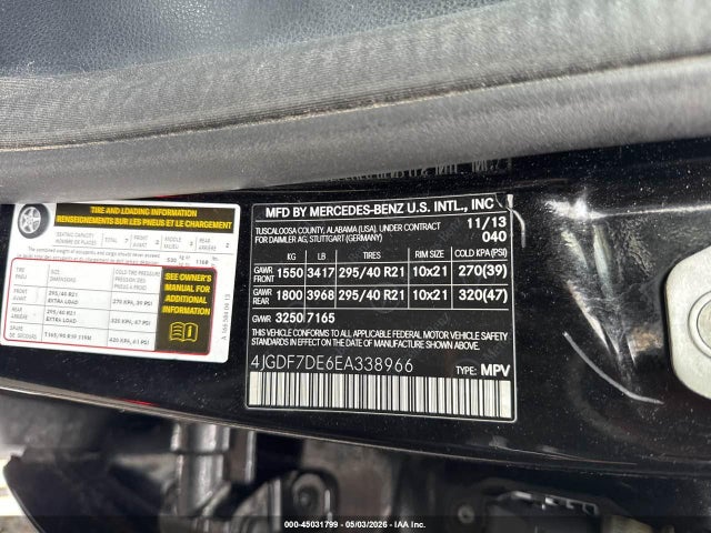 45031799 :رقم المزاد ، 4JGDF7DE6EA338966 vin ، 2014 Mercedes-benz Gl 550 4matic مزاد بيع