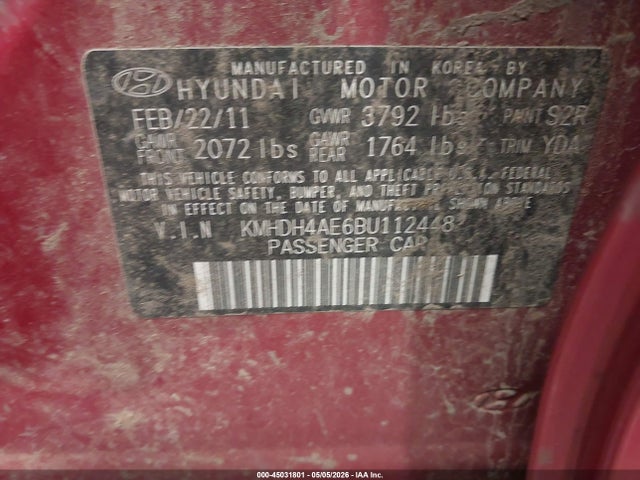 Продаж на аукціоні авто 2011 Hyundai Elantra Gls (ulsan Plant), vin: KMHDH4AE6BU112448, номер лоту: 45031801