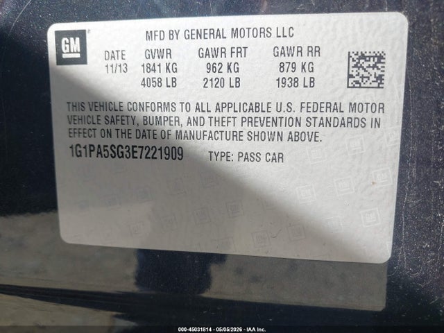 1G1PA5SG3E7221909 Chevrolet Cruze Ls Auto