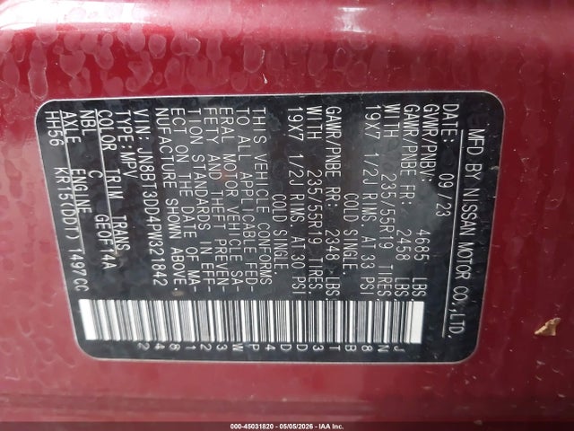 Продажа на аукционе авто 2023 Nissan Rogue Platinum Intelligent Awd, vin: JN8BT3DD4PW321842, номер лота: 45031820