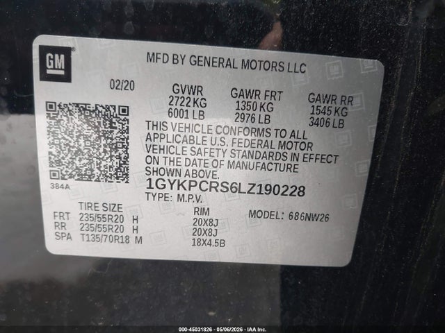 Продажа на аукционе авто 2020 Cadillac Xt6 Fwd Premium Luxury, vin: 1GYKPCRS6LZ190228, номер лота: 45031826
