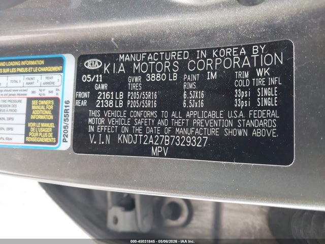 2011 Kia Soul + მანქანა იყიდება აუქციონზე, vin: KNDJT2A27B7329327, აუქციონის ნომერი: 45031845