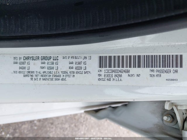 Продажа на аукционе авто 2013 Chrysler 200 Lx, vin: 1C3CCBAB3DN624680, номер лота: 45031861