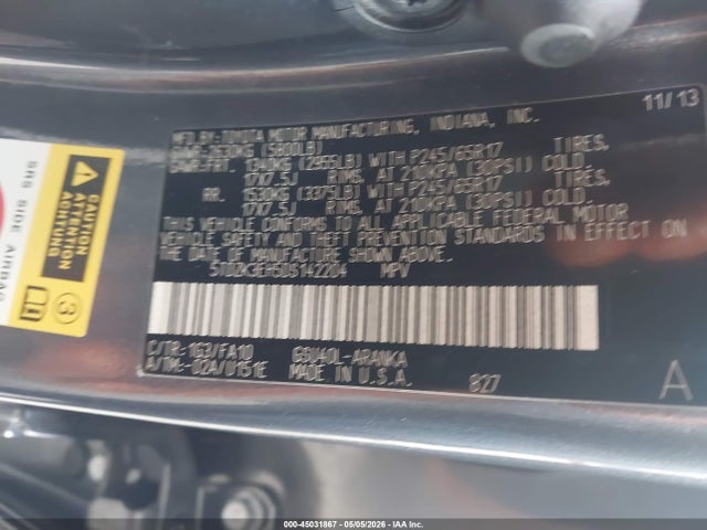 Aukcja sprzedaży 2013 Toyota Highlander Base Plus V6, vin: 5TDZK3EH5DS142204, numer aukcji: 45031867