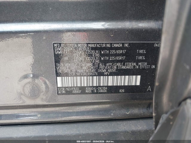 45031881 :رقم المزاد ، 2T3F1RFV3RC444076 vin ، 2024 Toyota Rav4 Le مزاد بيع