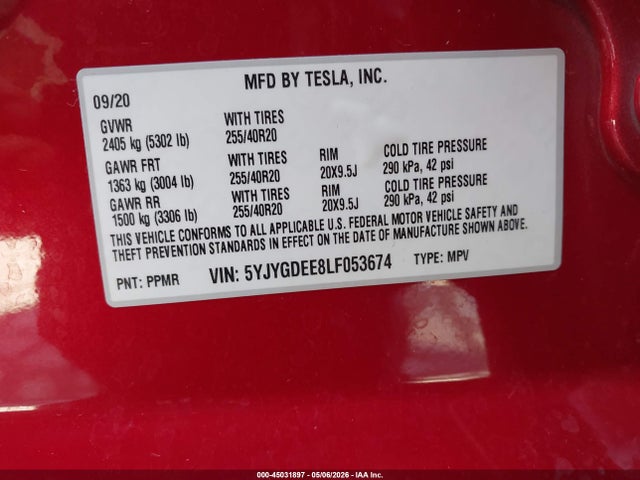5YJYGDEE8LF053674 Tesla Model Y Long Range Dual Motor All-wheel Drive