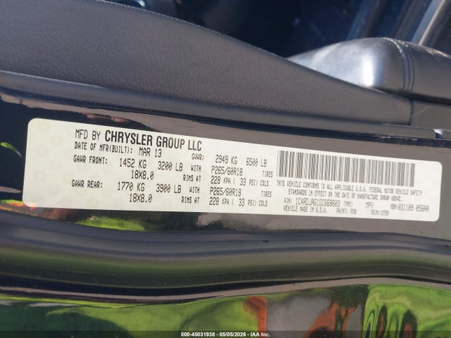 Продаж на аукціоні авто 2013 Dodge Durango Sxt, vin: 1C4RDJAG1DC668603, номер лоту: 45031938