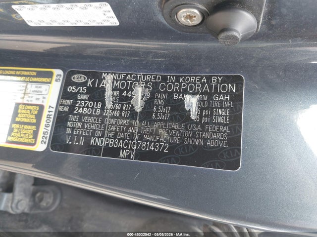 45032042 :رقم المزاد ، KNDPB3AC1G7814372 vin ، 2016 Kia Sportage Lx مزاد بيع