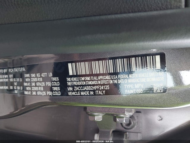 Продажа на аукционе авто 2017 Jeep Renegade Altitude Fwd, vin: ZACCJABB2HPF24125, номер лота: 45032101