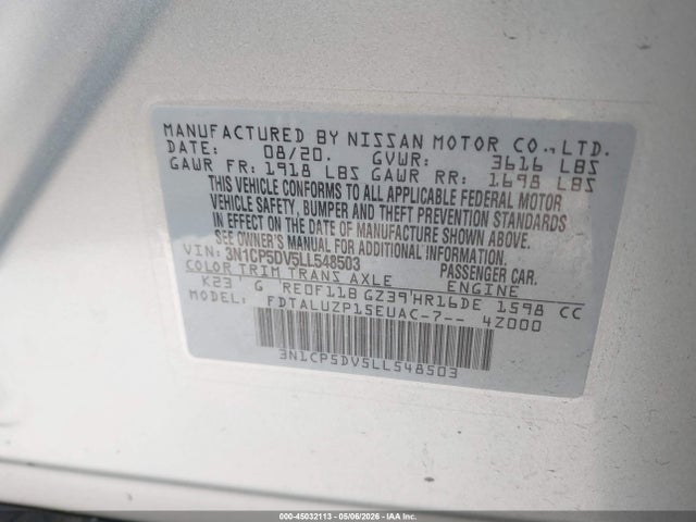 Продажа на аукционе авто 2020 Nissan Kicks Sr Xtronic Cvt, vin: 3N1CP5DV5LL548503, номер лота: 45032113