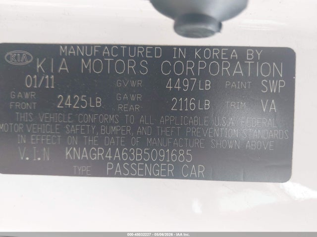 Продажа на аукционе авто 2011 Kia Optima Sx, vin: KNAGR4A63B5091685, номер лота: 45032227