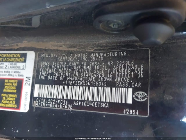 Aukcja sprzedaży 2011 Toyota Camry Se, vin: 4T1BF3EKXBU155049, numer aukcji: 45032279
