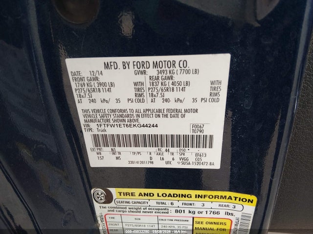 Auction sale of the 2014 Ford F-150 Xlt, vin: 1FTFW1ET6EKG44244, lot number: 45032280