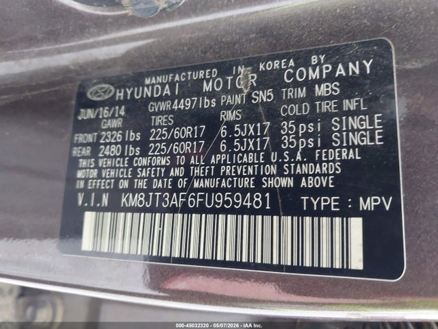 KM8JT3AF6FU959481 Hyundai TUCSON GLS