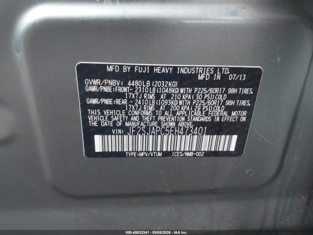 Продажа на аукционе авто 2014 Subaru Forester 2.5i Touring, vin: JF2SJAPC5EH473401, номер лота: 45032341
