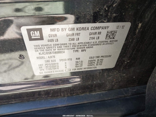 Продаж на аукціоні авто 2013 Buick Encore Leather, vin: KL4CJGSB7DB088034, номер лоту: 45032347